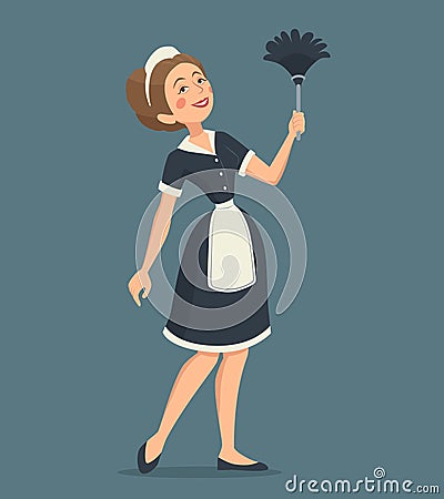 Smiling Cleaning Woman Illustration Vector Illustration