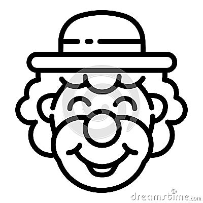 Smiling clown icon, outline style Vector Illustration