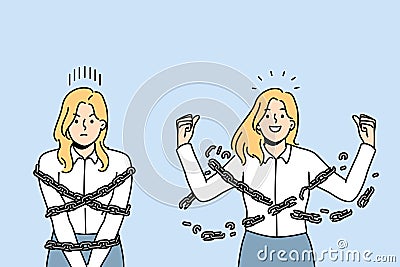 Confident woman break chain Vector Illustration