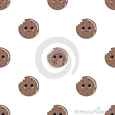 Smiling cookies. Vector illustration. Seamless pattern. Vector Illustration