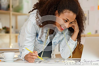 Smiling creative artist during work Stock Photo