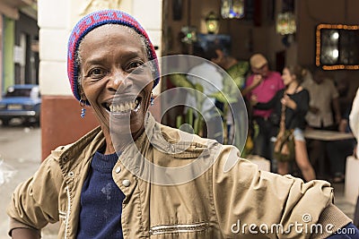 Smiling Cuban woman Havana Editorial Stock Photo