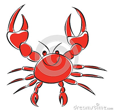 Portrait of a red crab vector or color illustration Vector Illustration