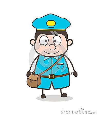 Smiling Cute Young Postboy Character Stock Photo