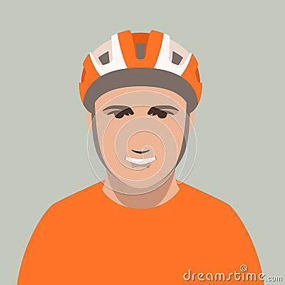 Smiling cyclist in protective helmet, vector illustration Vector Illustration