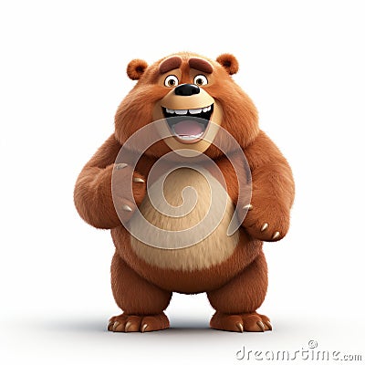 Smiling 3d Pixar Bear: Photorealistic Rendering For Action-packed Cartoons Stock Photo