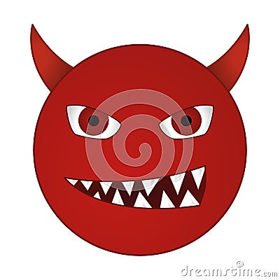 Smiling devil emoticon / grinning red demon smiley - vector emoji Vector Illustration