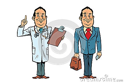 Smiling doctor and businessman Vector Illustration