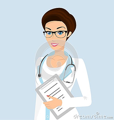 Smiling doctor wearing glasses Vector Illustration