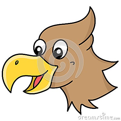 Smiling eagle head emoticon, doodle kawaii. doodle icon image Vector Illustration