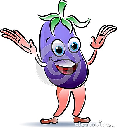 Smiling eggplant Vector Illustration