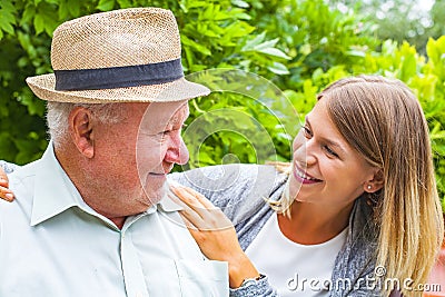 Elderly care outdoor Stock Photo