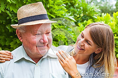 Elderly care outdoor Stock Photo