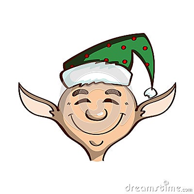 Smiling Elf On White Vector Illustration