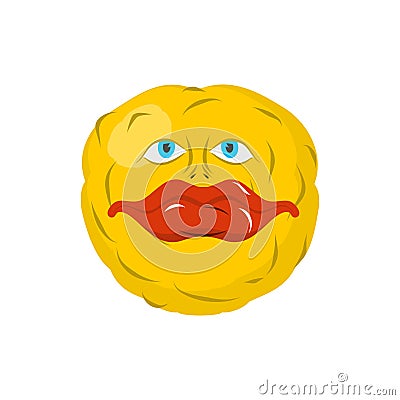 Smiling emoticon. Crazy Emoji. happy is an emotion. Yellow ball Vector Illustration