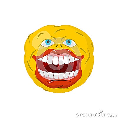 Smiling emoticon. Crazy Emoji. happy is an emotion. Yellow ball Vector Illustration