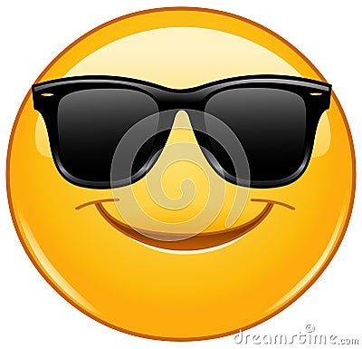 Smiling emoticon with sunglasses Vector Illustration