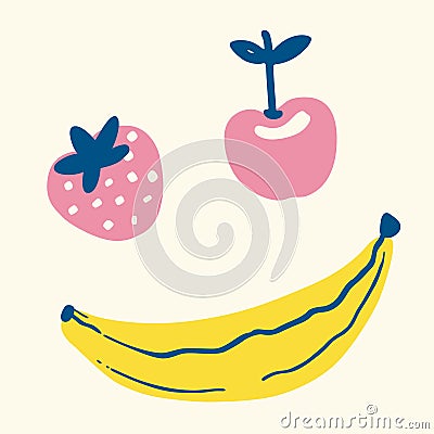 Smiling Face Fruit Vector Illustration Vector Illustration