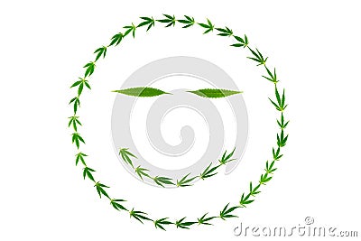 Smiling face with gooks made of hemp leaves Stock Photo