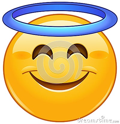 Smiling face with halo emoticon Vector Illustration