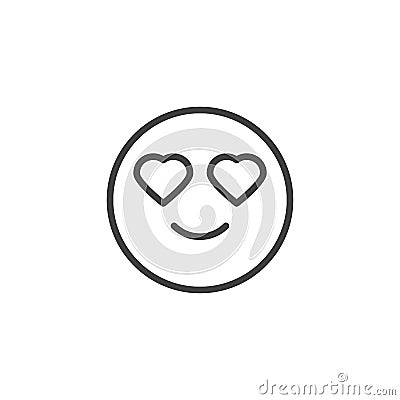 Smiling Face With Heart-Eyes line icon Vector Illustration