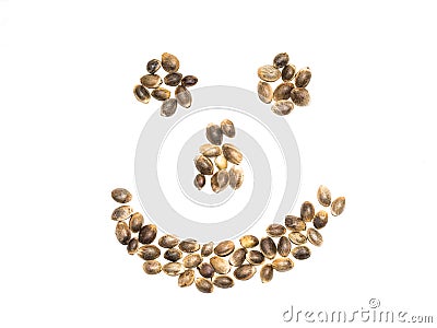 Smiling face of hemp seeds Stock Photo