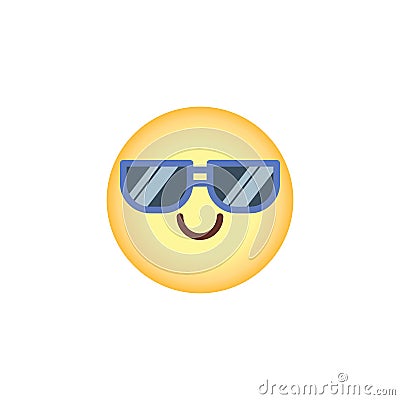 Smiling Face With Sunglasses emoticon flat icon Vector Illustration