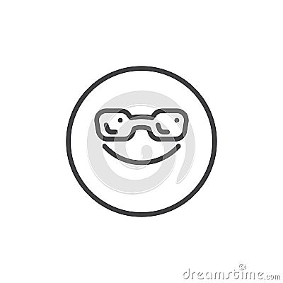 Smiling face with sunglasses emoticon line icon Vector Illustration