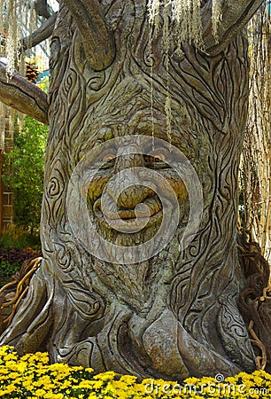 Troll Face Tree Trunk Bark Stock Photo