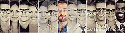 Smiling faces. Happy group of multiethnic people men and women Stock Photo