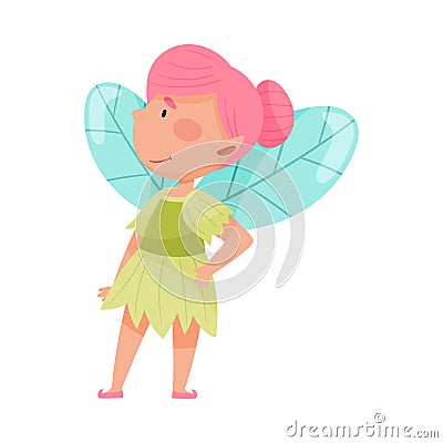 Smiling Fairy or Pixie with Wings Standing Vector Illustration Vector Illustration
