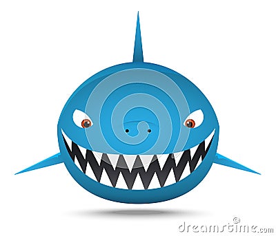 Smiling Fat shark, cartoon Vector Illustration