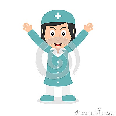 Smiling Female Nurse Cartoon Character Vector Illustration