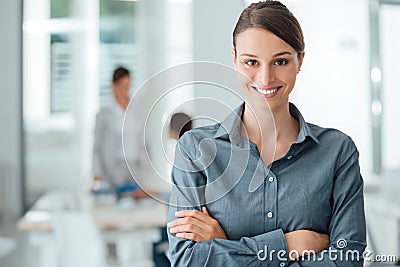 Smiling female office worker portrait Stock Photo