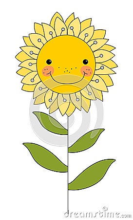 Smiling flower on white Vector Illustration