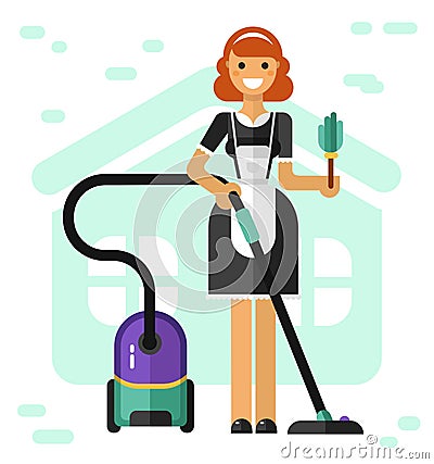 Smiling french maid Vector Illustration