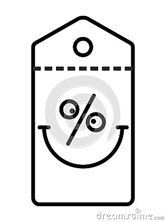 Smiling friendly price tag Vector Illustration