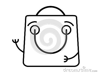 Smiling funny shopping bag Vector Illustration