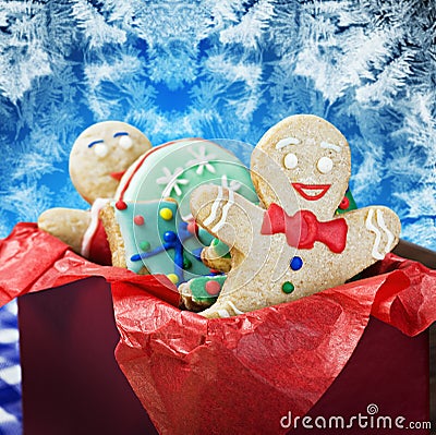 Smiling gingerbread man cookies Stock Photo