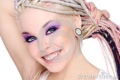 Smiling girl with dreads Stock Photo