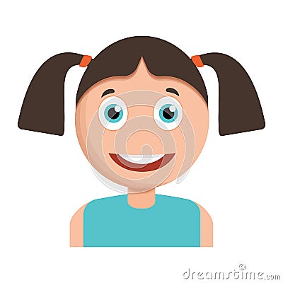 Smiling girl icon, cartoon style Vector Illustration