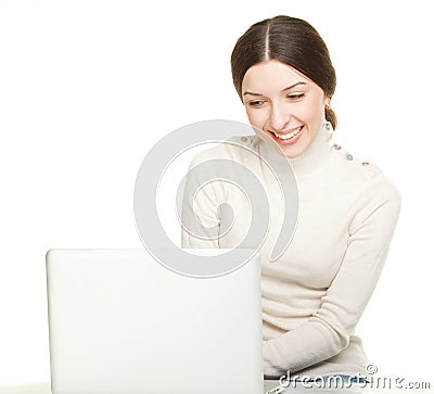 Smiling girl with laptop Stock Photo