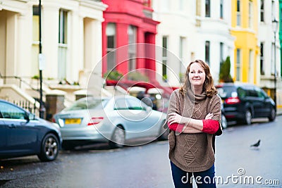 Smiling girl in Notting Hill Stock Photo