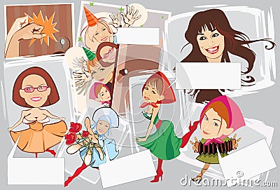 Smiling girls Vector Illustration