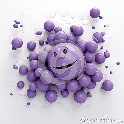 Smiling Globs Surrounded By Particles: A Minimalistic And Surrealistic Art Style By Even Mehl Amundsen Stock Photo