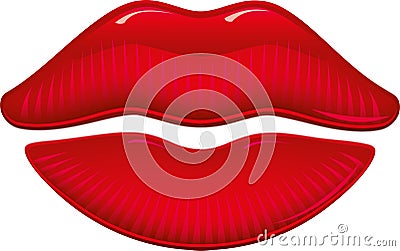 Smiling glossy lips. Geometric shape of a woman lips Cartoon Illustration