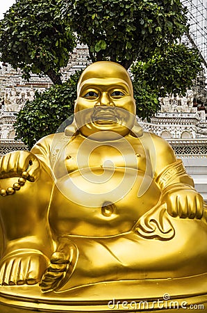 Smiling Golden Buddha Statue Stock Photo