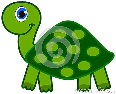 A smiling green turtle Cartoon Illustration