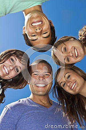 Smiling group of Multi-racial Young Adults Stock Photo