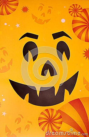 Smiling Halloween orange face mask Stock Photo